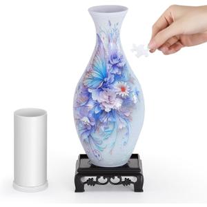 Wowsome 3D Puzzle Vase for Adults, Jigsaw Puzzle Vase for Flower, Art Puzzles Gift for Women House Flowers Arrangements and Home Decoration (Roses and Butterflies)