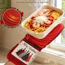 Slohif Long Silicone Oven Mitts Heat Resistant for Women - 2 Pcs Christmas Tree 100% Cotton Oven Gloves, Non-Slip and Waterproof Silicone Oven Mitts with Hanger for Baking and Cooking (Red)