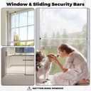 Sliding Door Security Bar for Sliding Glass Door 17-50 inch Adjustable Window Security Bar Heavy Duty Patio Door Security Bar Child Proof Anti Lift Door Jammer with Rubber Tips Home Apartment Hotel