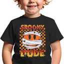 Toddler Halloween Shirts Baby boy Spooky Dude T-Shirt Funny Bandages Face Graphic Tee Bats Print Spooky Season Tops (18-24 Months, Black)