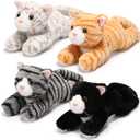 Libima 4 Pcs 14 Inch Cat Stuffed Animals Bulk, Christmas Stuffers Soft Cuddly Kitten, Smitten Kittens, Assorted Fluffy Stuffed Cats for Kiddos Birthday Gift Pet Party Favors (Lying Style)