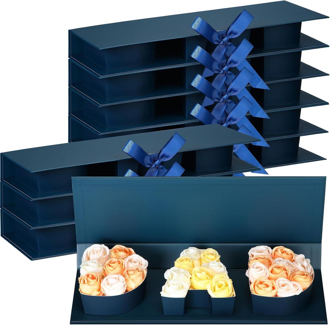 Trandraft 8 Pcs Father Day Gifts Box with Lids Dad Letter Cardboard Flowers Decorative Box Charcuterie Fillable Floral Bouquet Florist Packaging for Men Grafather Birthday Party(Navy Blue)