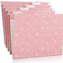 25 Pcs Pink Hanging File Folders 12 x 9.25'' Glitter Hanging Folders with 25 Paper 1/5 Cut Adjustable Tab and 25 Plastic Tab for Medical Charts Office Desktop