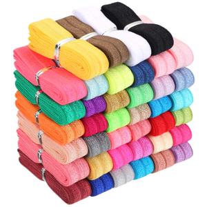 WILLBOND 40 Yards Fold over Elastic Solid Color Trim Elastic 40 Colors Ribbon Sewing Stretch Ribbon Band for Hair Bow DIY Craft Hair Ties Headbands(Multicolor)