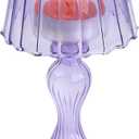 Desk Lamp Shaped Glass Candle Holder - Glass Hurricane Candleholder Crystal Decorative Candle Stand for Table Wedding Dinning Centerpieces Party Supplies Decor Purple