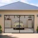 Garage Door Screen 1 Car: 9x7FT Garage Screen Door Retractable Pull Down Magnetic Closure Garage Screen Heavy Duty Weighted Bottom Garage Bug Screen, Hands Free, Anti Annoying Plants and Animal Out (Black)