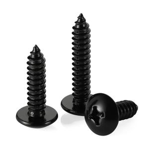 #14 x 3/4" Truss Head Wood Screws Self Tapping Screws, 18-8 (304) Stainless Steel, Black Finish, 50 PCS