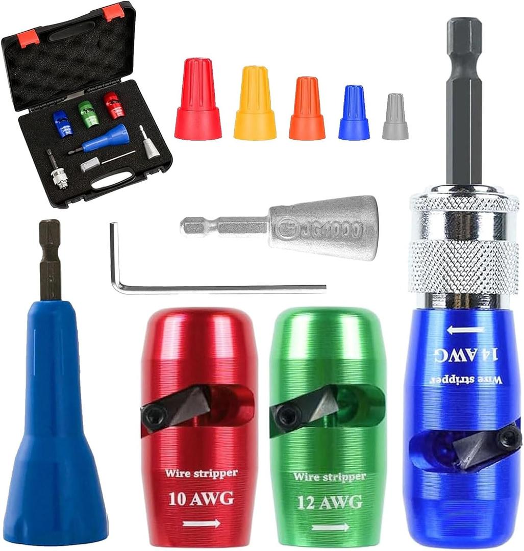 SNEZHANA Electric Wire Stripper for Drill, 14-12-10 AWG Wire Twister Tool for Drill, Electrical Wire Stripping and Twisting Tool, Professional Electrician Tool Attachment Set (Colorful)