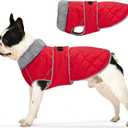 Dog Coat, Warm Dog Winter Coat for Medium Dogs, Waterproof Jacket with Adjustable Buckle & Velcro, Reflective Turtleneck Cold Weather Coats, Pet Fleece Vest Snow Jacket (Red, XS)