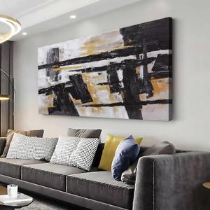 Abstract Wall Art Wall Decor Bedroom Pictures Artwork Canvas Wall Art Black And Gold Artwork Large Size Modern Painting Wall Decoration Pictures For Living Room Home Kitchen Office 30x60 Inch (58L" x 29W")