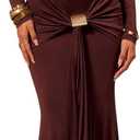 Verdusa Women's Wedding Guest Off Shoulder Maxi Dresses Ruched Bodycon Elegant Dresses, S