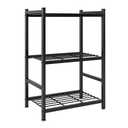 Tujurich Small Storage Shelves, 3-Tier Metal Shelving Unit with Leveling Feet, Compact Shelf Organizer for Garage, Kitchen, Pantry and Closet Organization, 17.7" x 11.8" x 29.9",Black