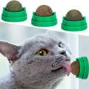 3 Pack Catnip Balls, Catnip Ball for Cats Wall, Edible Kitty Toys for Cats Lick, Safe Healthy Kitten Chew Toys, Teeth Cleaning Dental Cat Toys, Cat Wall Treats (Green)
