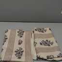 Amor Virisso Floral Throw Pillow Covers 18x18 Set of 2 Block Print Pillow Covers Neutral Floral Striped Farmhouse Decorative Pillow Covers for Sofa Couch Bed, Brown