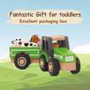 Wooden Tractor Toys for Toddlers 1-3, Baby Vehicle Toys Hand Push Car Toys for 1 2 3 Year Old Boys Girls (Green)