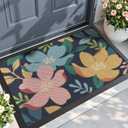 DEXI Front Door Mat Outside Entrance, Spring Welcome Entryway Doormat Dirt Trapper, Heavy Duty Non Slip Entry Mats for Patio Garage Porch Home Decorative, 17x30 Colorful Floral (1'5" x 2'6" (Rectangular))