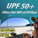 1010ft UPF50+ Beach Tent Sun Shelter, Windproof Stable Outdoor Pop Up Beach Shade Canopy for Camping, Fishing, Backyard Fun or Picnics, 2 Poles
