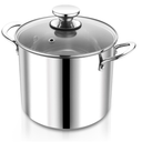 P&P CHEF 8 Quart Stainless Steel Stock Pot with Lid, Large Stockpot for Cooking Pasta Soup, Cookware for Induction Gas Electric Stoves, Visible Lid & Measuring Markings, Dishwasher Safe