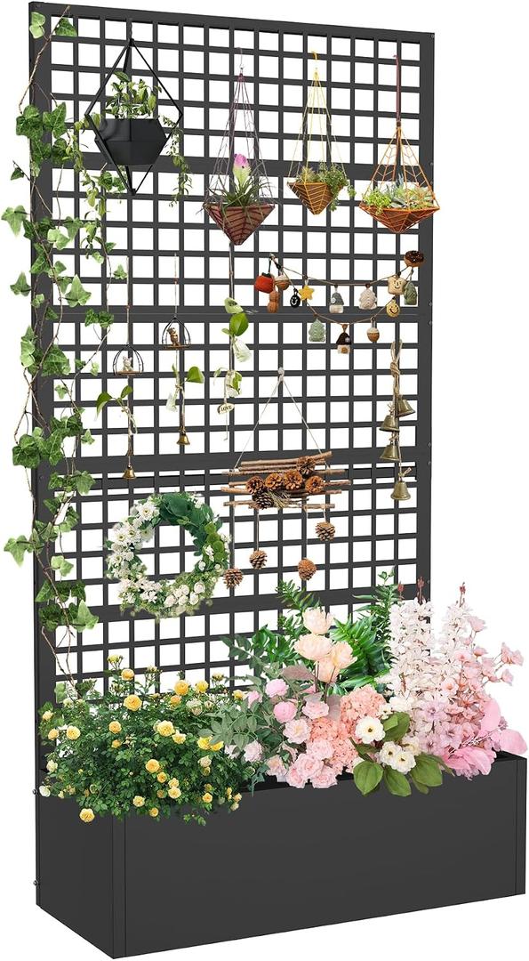 Metal Planter Box with Trellis 36" L x 16" W x 72" H
Raised Garden Bed with Privacy Screen, Privacy Planters for Climbing Plants, Flowers, Vegetables, Fruits