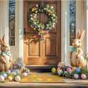 Tinideya 3 Pcs Easter Coir Mat Spring Rug Front Door Easter Egg Doormat St. Patricks Heart Mat Non Slip Doormat Gift for Outdoor Front Bedroom Living Room Porch Entry