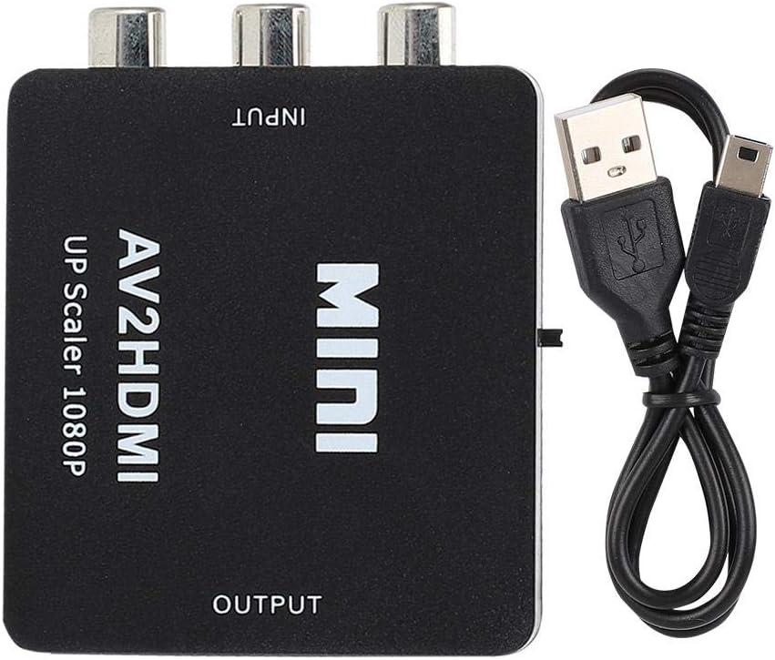 A sixx AV to HDMI Converter, Mini Black USB Video Converter, for Set-top Box DVD(Black)
