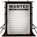 Wanted by Police Backdrop Mugshot Height Chart Poster Background Western Cowboy 5x7ft Birthday Wedding Bachelorette Party Decoration Photo Booth Studio Props Cake Table Banner BJLSME343 (Vinyl)