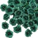 Kesote 50pcs Mini Green Roses Artificial Flowers Bulk, 1.6" Small Silk Fake Roses Flower Heads for Decoration, Crafts, Wedding Centerpieces Bridal Shower Party Home Decor