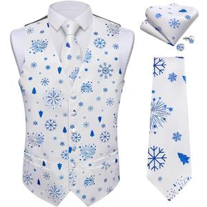 DiBanGu Mens Christmas Suit Vest and Tie Set for Men Waistcoats and Necktie Pocket Square Set for Prom Party S-3XL (Large)