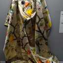 Floral Curtains 100% Blackout, Vintage Hummingbird Black Out Curtain 84 Inches Long, Patterned Thermal Insulated Window Drapes 2 Panels, Grommet Room Darkening Curtains for Living Room Bedroom, Khaki