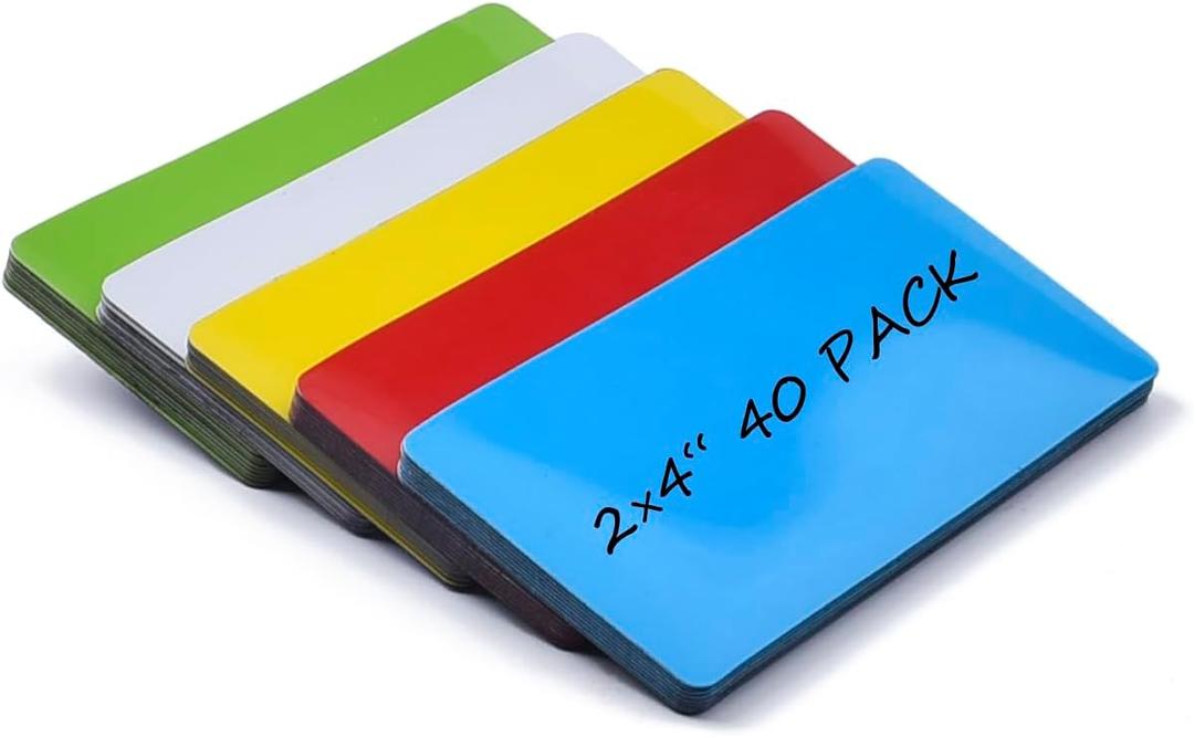 Realth Dry Erase Magnetic Labels Multicolor (2''  4'' 40 Pcs), Magnetic Name Tags Reusable for Teachers Students, Reusable Magnet Stickers, Magnet Labels for Whiteboard Classroom Fridge Office