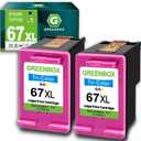 67XL Tri-Color High-Yield Ink Cartridge 2-Pack Replacement for HP 67 XL 67XL Color Ink Cartridge for DeskJet 4155e 2734e 4100e 2855e 4255e 2700 2755e 2700e Envy 6055e 6000 6455e 6400 Printer Ink 67