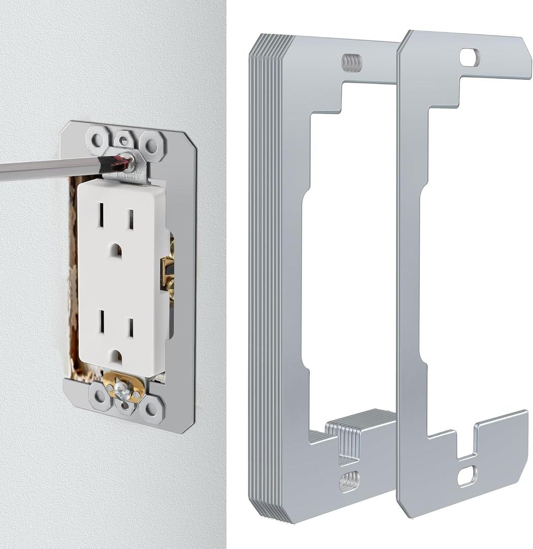 FlyGeneral 20 Pack Wall Plate Spacers, Metal Outlet Leveling Plates, Receptacle Shim Kit for Electrical Outlet Boxes and Wall Switch Alignment