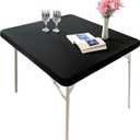 Cocktail Fitted Spandex Stretch Square Table Covers Caps Elastic Square Tablecloth Black Table Topper 42x42 Inch