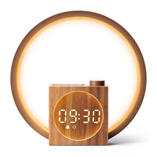 Dreamegg Sunrise Alarm Clock - Sound Machine for Sleep, 12 Ambient Colors &20-Level Dimmable Night Light, 25 Soothing Sounds, White Noise Machine, Wake Up Light for Adults, Stylish Bedroom Decor&Gift