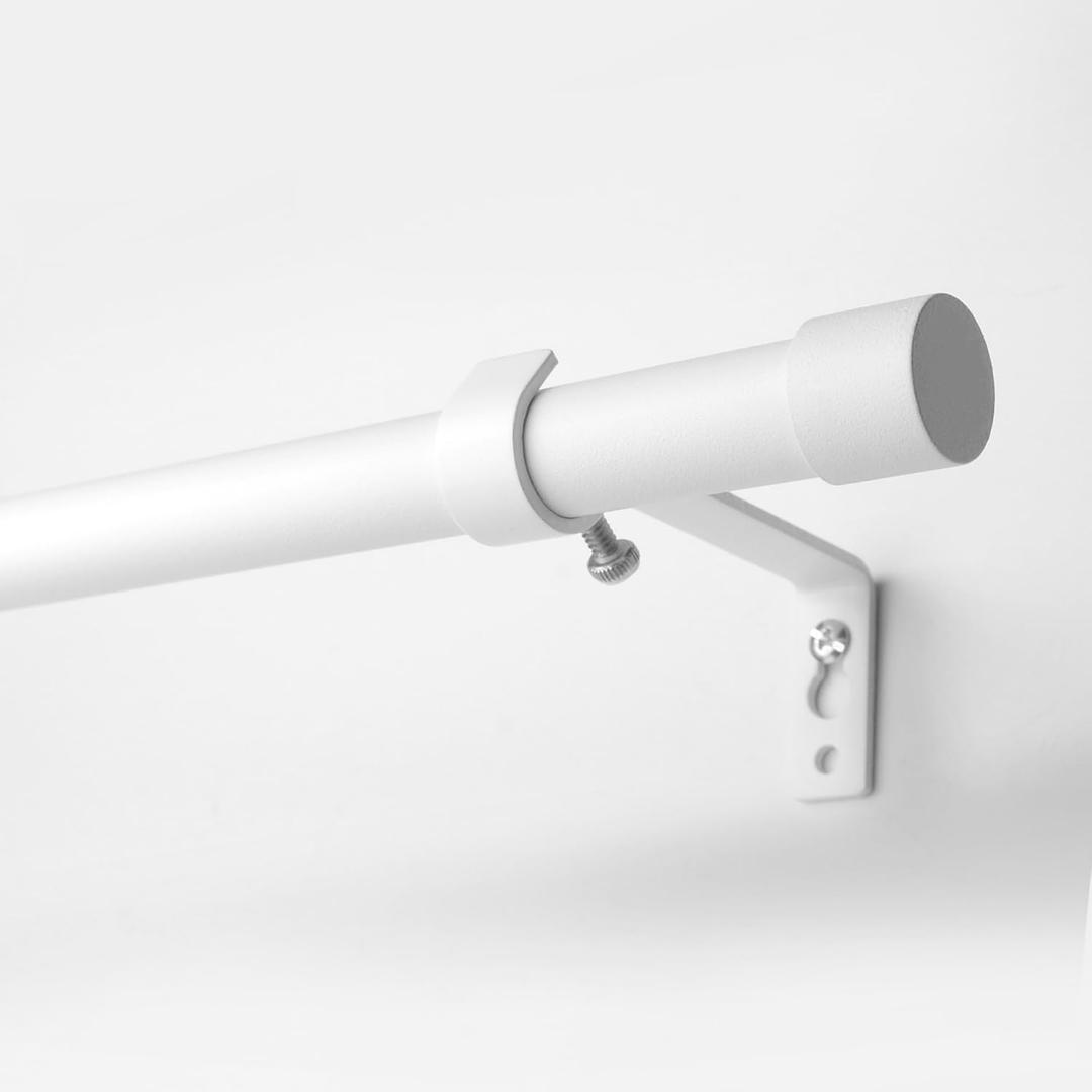 Curtain Rods Modern Minimalist Style,3/4 Inch Diameter Adjustable Curtain Rods for Windows, 16-120", White