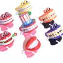 Annhua Walking Teeth Toys 7PCS, Wind-up Chattering Teeth Smile Small Wind Up Toy Feet Knickknack for Party Halloween Christmas Home Desktop Decoration 
