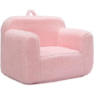 ALIMORDEN Kids Ultra-Soft Snuggle Foam Filled Chair, Toddler Cuddly Sherpa Reading Couch for Boys and Girls, Pink