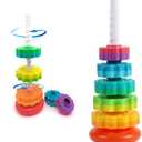 LUCKFUTURE Spinning Stacking Toys, Educational Toddler Toy Stacking Rings Baby Toys, Montessori Toy for Girls and Boys, Spin Gears Christmas Birthday Gift for 1-3 Year Old