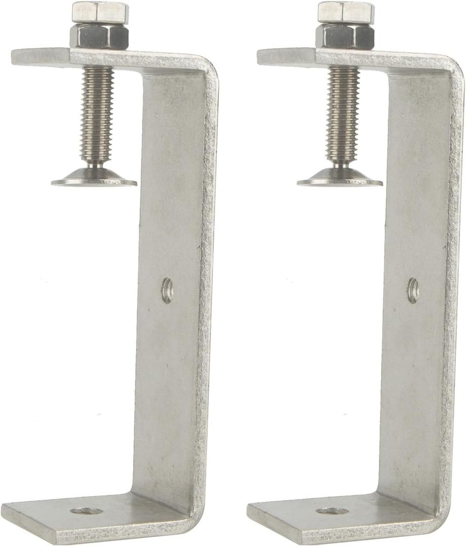 Stainless Steel C Clamps Small 5 Inch for Mounting, Heavy Duty U Clamps for Metal Working, Desk Clamp with Stable Wide Jaw Opening & Protective Pads/I-Beam Design (2pcs)