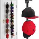Over-The-Door Cap Organizer, Two-Way Hanging Display Hooks for Baseball Caps, Adjustable No-Glue, No-Drill Space-Saving Hat Rack, Fits Bedroom, Closet, and Entryway Doors, 2 Pack - 20 Hooks