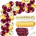 Qian's Party Burgundy Gold Balloons, 45pcs - Graduation, Wedding, Birthday Party Decorations - Maroon Gold Balloon Arch - Women