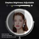 Lighted Makeup Mirror, 3000 mAh Rechargeable Double Sided Magnifying Mirror with 3 Colors, 1x/10x 360 Rotation Vanity Mirror, Brightness Adjustable Magnification Cosmetic Light up Mirror, Women Gift (Chrome)