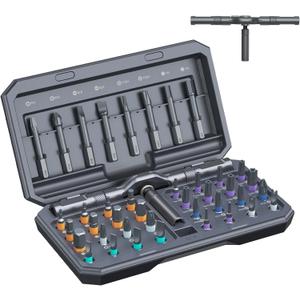 ORIA 42 in 1 Magnetic Screwdriver Set, Multi Bit Ratchet Screwdriver Set With T Handle, Portable DIY Repair Tool Kit for Electronic Repair, Furniture, Bicycle, Computer (Grey)