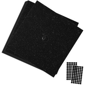 UPINS 16 Sheets Glitter Construction Paper for Grad Caps, Graduation Cap Decorations Bright Cardstock for DIY Craft Projects, Hat Topper Cover Supply with 64 Sticky Dots (Black)