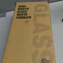 Glass Tumbler with Straw and Lid, 40 oz glass cup with handle, Glass Water Bottles with Time Marker, Silicone Protective Sleeve-Black