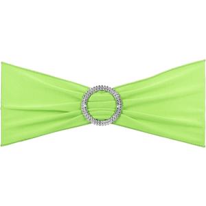 PATIKIL 13" x 5" Stretch Chair Sashes Bows, 10 Pack Elastic Chair Bands Sashes with Buckle Slider for Wedding Banquet Decorations, Light Green