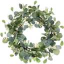 Consevisen Eucalyptus Wreath Spring Wreaths for Front Door, 20 Inch Artificial Green Door Wreaths with White Berries for Spring Summer All Season, Outdoor Indoor Home Porch Window Wall Farmhouse Decor