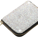 AsAlways Rhinestone Credit Card Holder for Women RFID Blocking Wallet Slim Leather Zipper Card Case Wallet (Black)