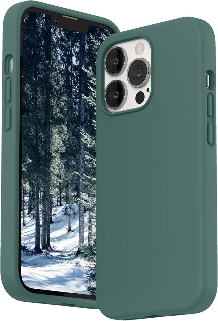 2 x SURPHY Silicone Case Compatible with iPhone 13 Pro Case (6.1 inch 2021), Liquid Silicone Phone Case (with Microfiber Lining) Designed for iPhone 13 Pro 6.1 (Pine Green)