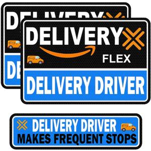 Flex Delivery Driver Car Magnet, 3PCS Frequent Stops Removable Set, Delivery Vehicle Magnet Car Door and Bumper Sign, High Reflective Waterproof Weather-Resistant